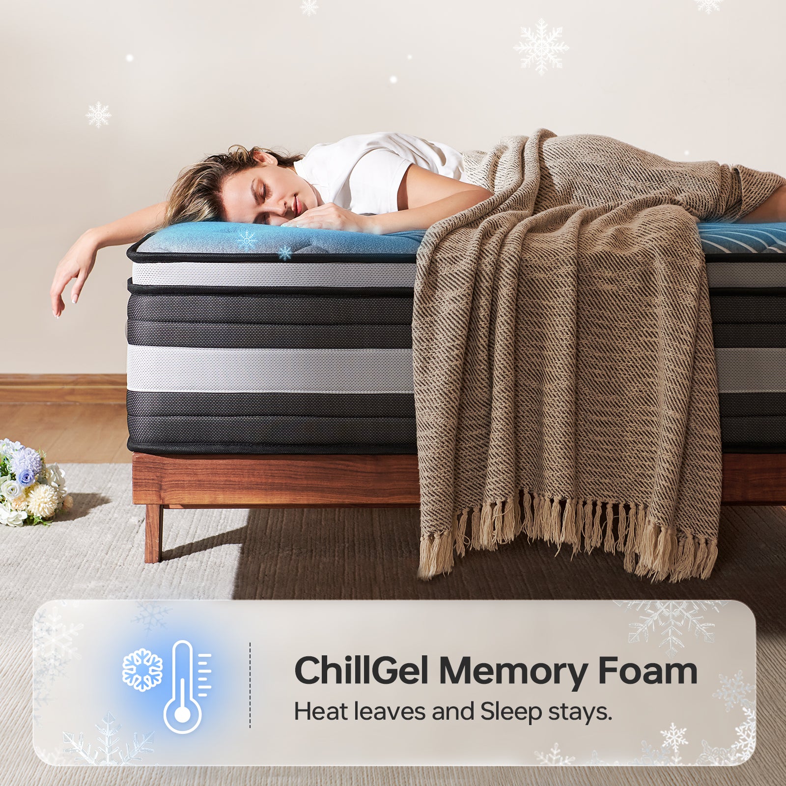 12“/ 14" Premium Hybrid Mattress with 7-Zone Pocketed Coil System, High-Density Gel-Infused Memory Foam for Pressure Relief, Spinal Alignment, Motion Isolation & Cooling Comfort
